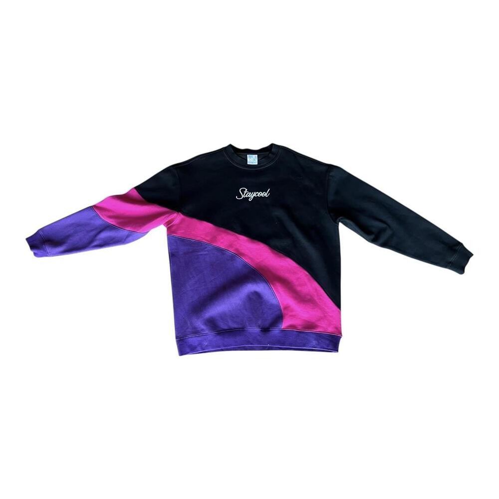 StaycoolNYC 90s Y2K Inspired Colorblocked Stripe Retro Racer Sweatshirt Size XL
